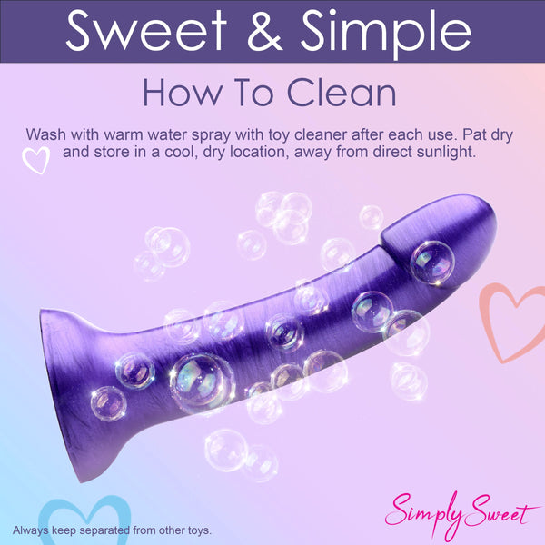 Simply Sweet Metallic Silicone 7" Dildo - Purple