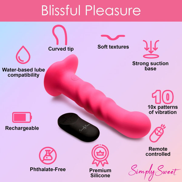 Curve Novelties Simply Sweet 21X Vibrating Ribbed Silicone Rechargeable Dildo with Remote Control - Extreme Toyz Singapore - https://extremetoyz.com.sg - Sex Toys and Lingerie Online Store - Bondage Gear / Vibrators / Electrosex Toys / Wireless Remote Control Vibes / Sexy Lingerie and Role Play / BDSM / Dungeon Furnitures / Dildos and Strap Ons / Anal and Prostate Massagers / Anal Douche and Cleaning Aide / Delay Sprays and Gels / Lubricants and more...