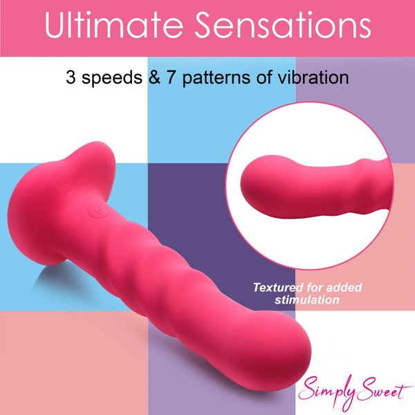 Curve Novelties Simply Sweet 21X Vibrating Ribbed Silicone Rechargeable Dildo with Remote Control - Extreme Toyz Singapore - https://extremetoyz.com.sg - Sex Toys and Lingerie Online Store - Bondage Gear / Vibrators / Electrosex Toys / Wireless Remote Control Vibes / Sexy Lingerie and Role Play / BDSM / Dungeon Furnitures / Dildos and Strap Ons / Anal and Prostate Massagers / Anal Douche and Cleaning Aide / Delay Sprays and Gels / Lubricants and more...