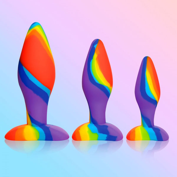 Curve Novelties 3 Piece Rainbow Silicone Butt Plug Set - Extreme Toyz Singapore - https://extremetoyz.com.sg - Sex Toys and Lingerie Online Store - Bondage Gear / Vibrators / Electrosex Toys / Wireless Remote Control Vibes / Sexy Lingerie and Role Play / BDSM / Dungeon Furnitures / Dildos and Strap Ons &nbsp;/ Anal and Prostate Massagers / Anal Douche and Cleaning Aide / Delay Sprays and Gels / Lubricants and more...