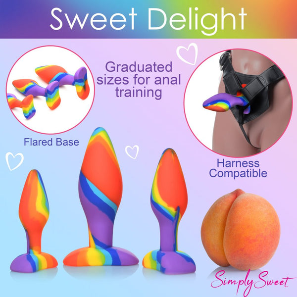 Curve Novelties 3 Piece Rainbow Silicone Butt Plug Set - Extreme Toyz Singapore - https://extremetoyz.com.sg - Sex Toys and Lingerie Online Store - Bondage Gear / Vibrators / Electrosex Toys / Wireless Remote Control Vibes / Sexy Lingerie and Role Play / BDSM / Dungeon Furnitures / Dildos and Strap Ons &nbsp;/ Anal and Prostate Massagers / Anal Douche and Cleaning Aide / Delay Sprays and Gels / Lubricants and more...