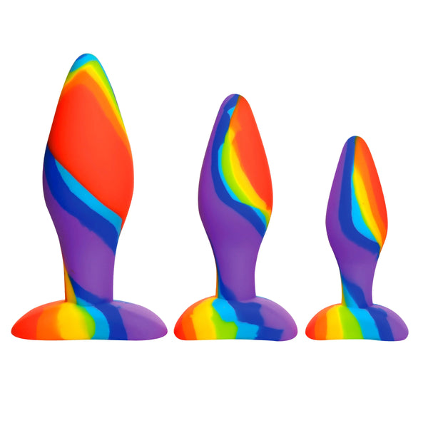 Simply Sweet 3 Piece Rainbow Silicone Butt Plug Set