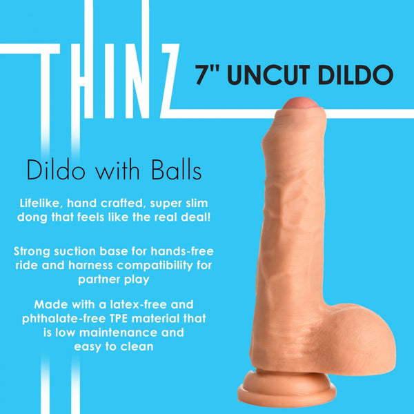 Curve Novelties Thinz 7" Uncut Dildo with Balls - Extreme Toyz Singapore - https://extremetoyz.com.sg - Sex Toys and Lingerie Online Store - Bondage Gear / Vibrators / Electrosex Toys / Wireless Remote Control Vibes / Sexy Lingerie and Role Play / BDSM / Dungeon Furnitures / Dildos and Strap Ons  / Anal and Prostate Massagers / Anal Douche and Cleaning Aide / Delay Sprays and Gels / Lubricants and more...