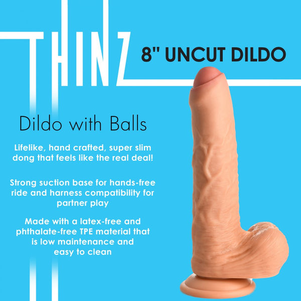 Curve Novelties Thinz 7" Uncut Dildo with Balls - Extreme Toyz Singapore - https://extremetoyz.com.sg - Sex Toys and Lingerie Online Store - Bondage Gear / Vibrators / Electrosex Toys / Wireless Remote Control Vibes / Sexy Lingerie and Role Play / BDSM / Dungeon Furnitures / Dildos and Strap Ons  / Anal and Prostate Massagers / Anal Douche and Cleaning Aide / Delay Sprays and Gels / Lubricants and more...