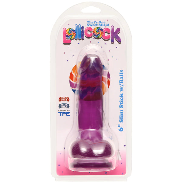Lollicock 6" Slim Stick with Balls - Purple