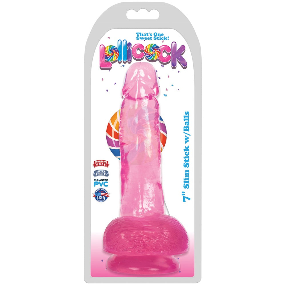 Curve Novelties Lollicock 7" Slim Stick with Balls Dildo (3 Colours Available) - Extreme Toyz Singapore - https://extremetoyz.com.sg - Sex Toys and Lingerie Online Store - Bondage Gear / Vibrators / Electrosex Toys / Wireless Remote Control Vibes / Sexy Lingerie and Role Play / BDSM / Dungeon Furnitures / Dildos and Strap Ons  / Anal and Prostate Massagers / Anal Douche and Cleaning Aide / Delay Sprays and Gels / Lubricants and more...