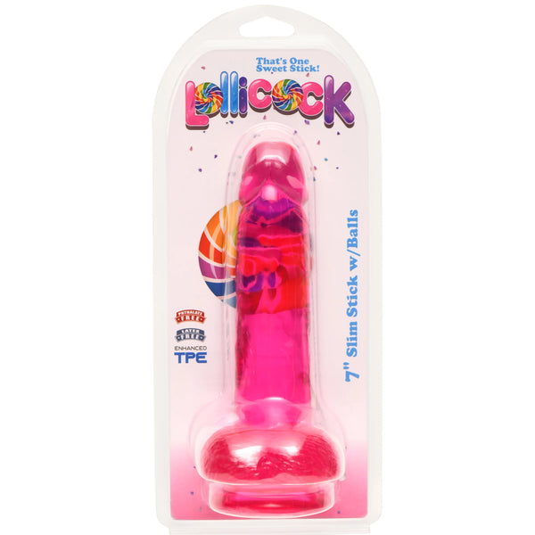 Lollicock 7" Slim Stick with Balls - Pink