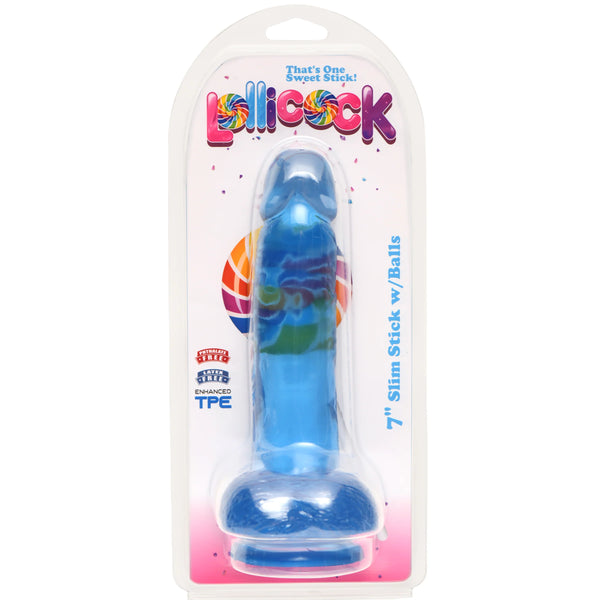 Lollicock 7" Slim Stick with Balls - Blue