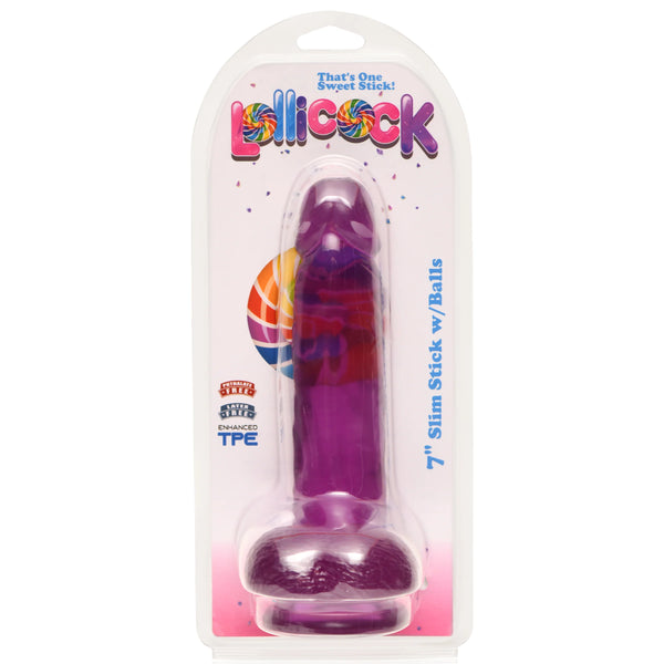 Lollicock 7" Slim Stick with Balls - Purple