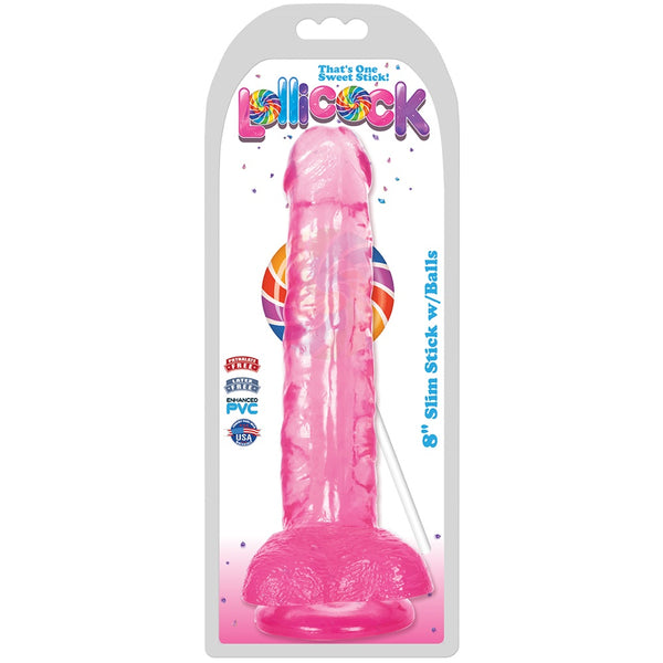 Curve Novelties Lollicock 8" Slim Stick with Balls Dildo (3 Colours Available) - Extreme Toyz Singapore - https://extremetoyz.com.sg - Sex Toys and Lingerie Online Store - Bondage Gear / Vibrators / Electrosex Toys / Wireless Remote Control Vibes / Sexy Lingerie and Role Play / BDSM / Dungeon Furnitures / Dildos and Strap Ons  / Anal and Prostate Massagers / Anal Douche and Cleaning Aide / Delay Sprays and Gels / Lubricants and more...
