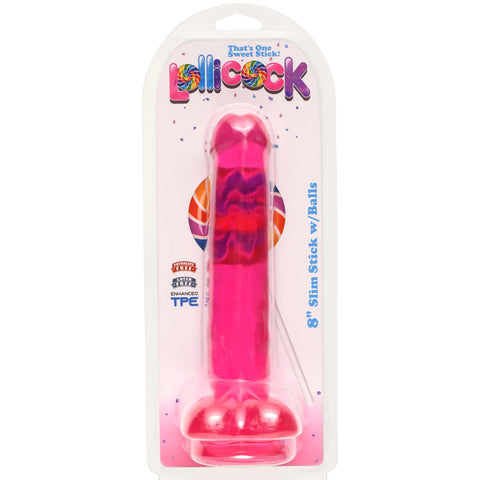 Lollicock 8" Slim Stick with Balls - Pink