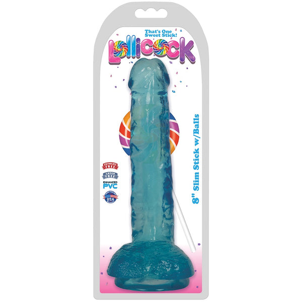 Curve Novelties Lollicock 8" Slim Stick with Balls Dildo (3 Colours Available) - Extreme Toyz Singapore - https://extremetoyz.com.sg - Sex Toys and Lingerie Online Store - Bondage Gear / Vibrators / Electrosex Toys / Wireless Remote Control Vibes / Sexy Lingerie and Role Play / BDSM / Dungeon Furnitures / Dildos and Strap Ons  / Anal and Prostate Massagers / Anal Douche and Cleaning Aide / Delay Sprays and Gels / Lubricants and more...