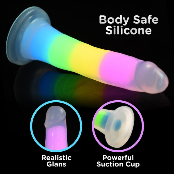 Curve Novelties Lollicock 7" Glow-in-the-Dark Rainbow Silicone Dildo - Extreme Toyz Singapore - https://extremetoyz.com.sg - Sex Toys and Lingerie Online Store - Bondage Gear / Vibrators / Electrosex Toys / Wireless Remote Control Vibes / Sexy Lingerie and Role Play / BDSM / Dungeon Furnitures / Dildos and Strap Ons  / Anal and Prostate Massagers / Anal Douche and Cleaning Aide / Delay Sprays and Gels / Lubricants and more...