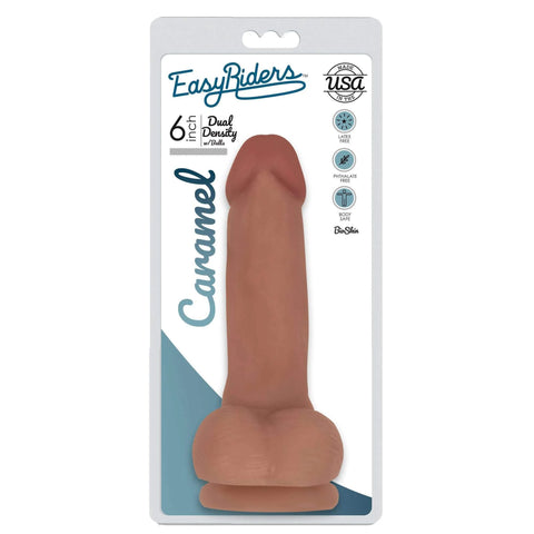 Easy Riders 6" Dual Density Bioskin Dildo with Balls - Tan