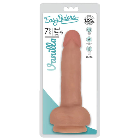 Easy Riders 7" Dual Density Bioskin Dildo with Balls - Light