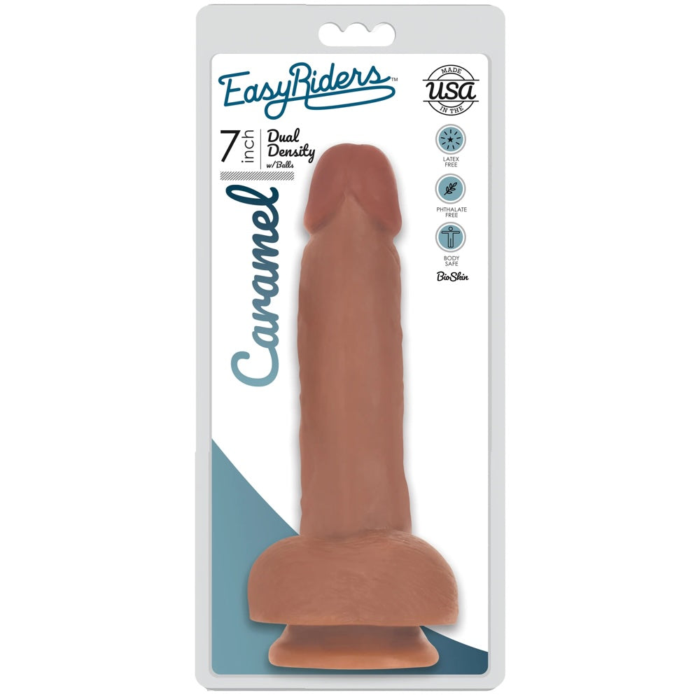 Easy Riders 7" Dual Density Bioskin Dildo with Balls - Tan