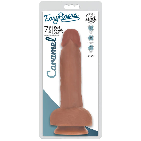 Easy Riders 7" Dual Density Bioskin Dildo with Balls - Tan