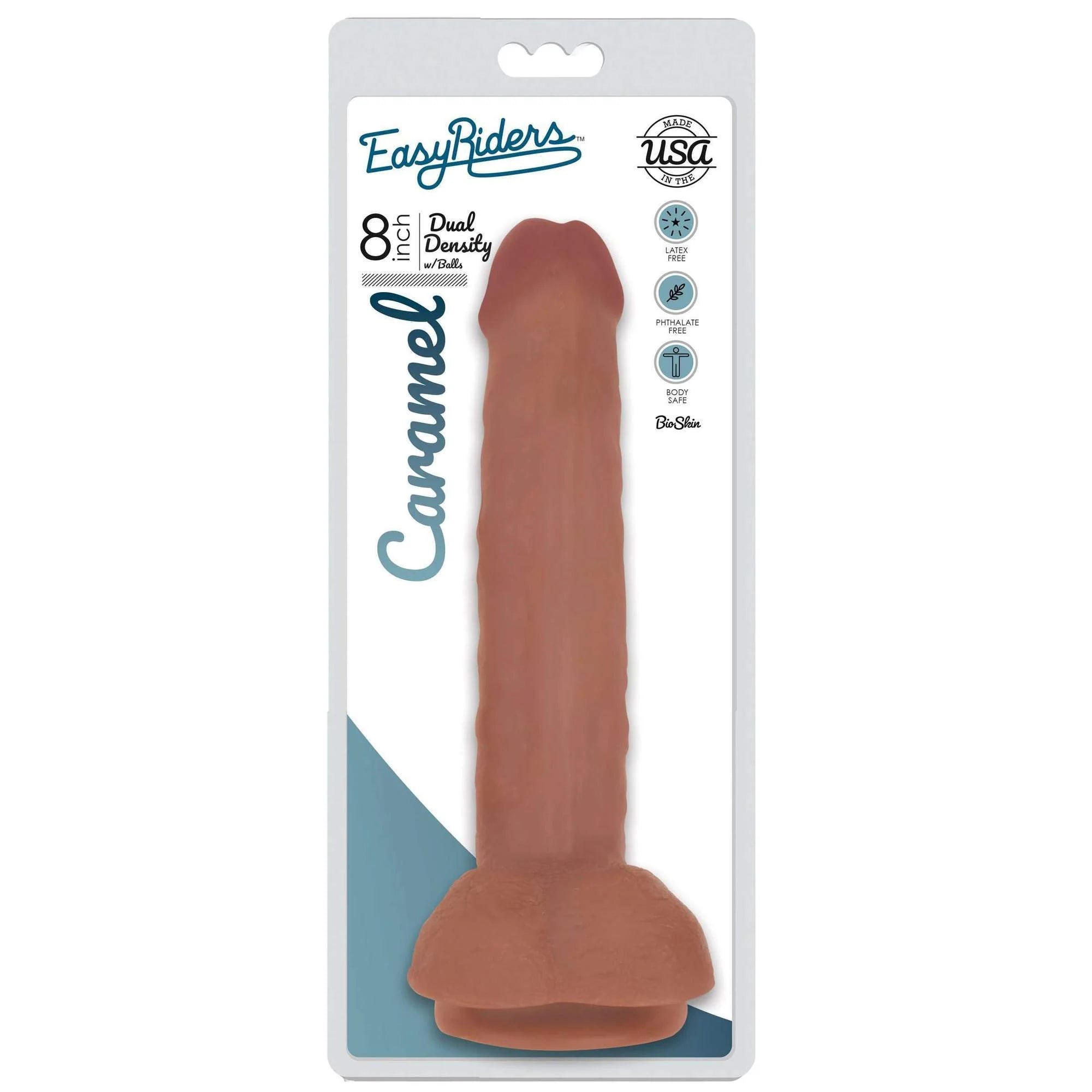 Easy Riders 8" Dual Density Bioskin Dildo with Balls - Tan