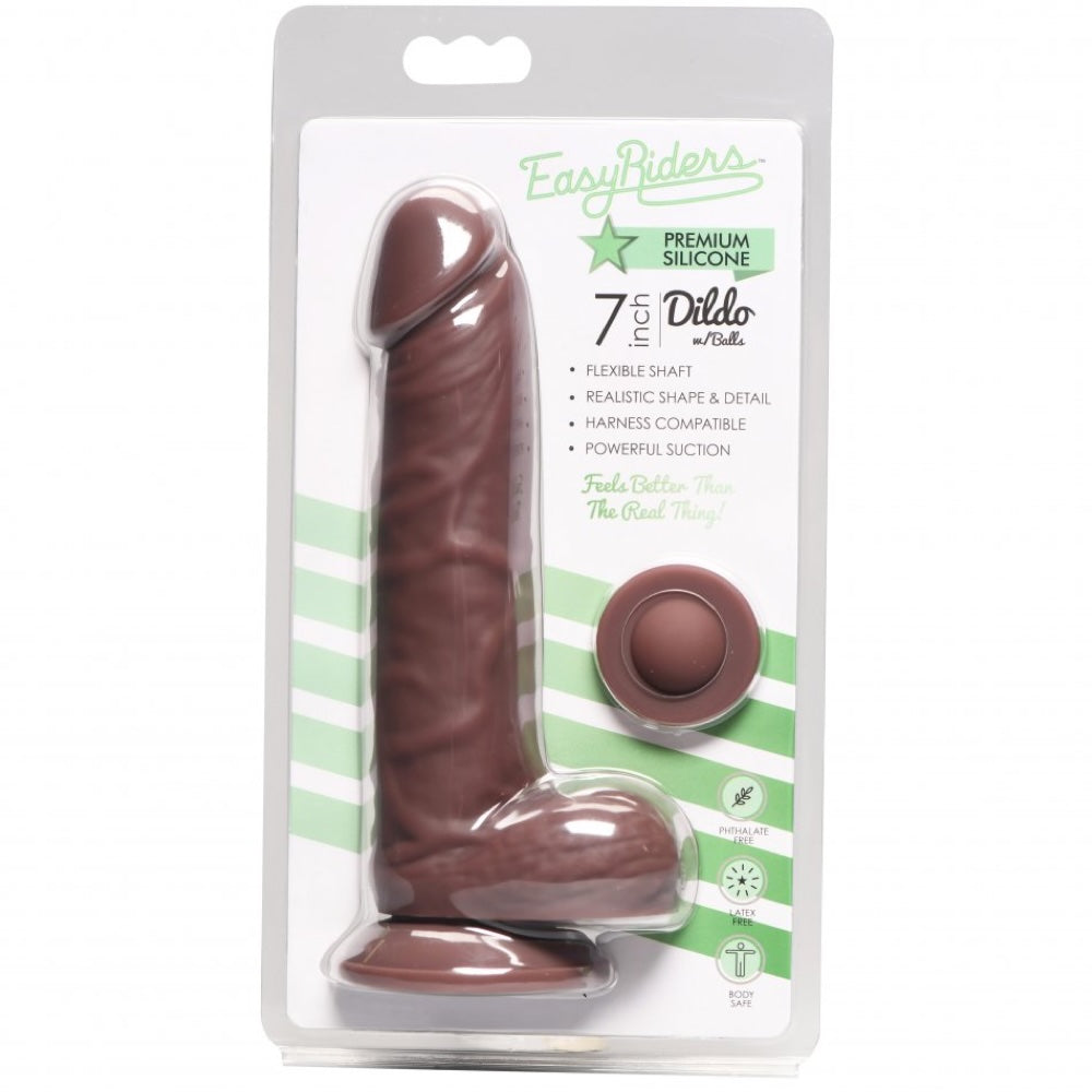 Easy Riders 7" Silicone Dildo with Balls - Dark