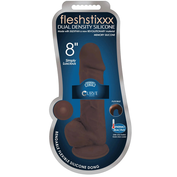 Fleshstixxx Silexpan 8" Hypoallergenic Silicone Dildo with Balls - Dark