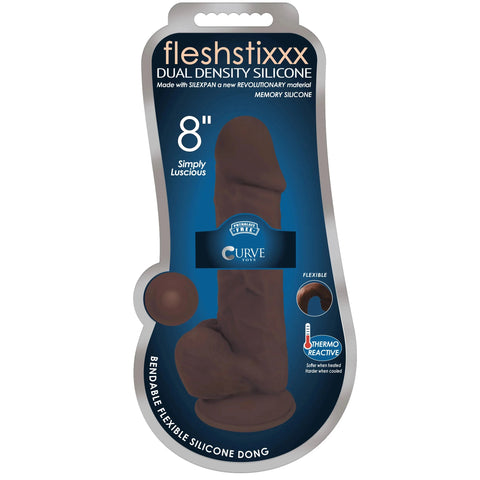 Fleshstixxx Silexpan 8" Hypoallergenic Silicone Dildo with Balls - Dark