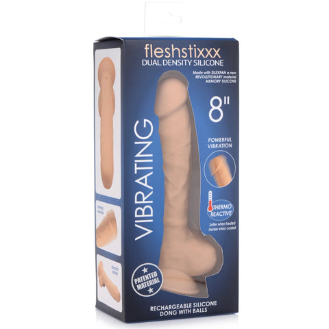 Fleshstixxx Silexpan 8" Rechargeable Hypoallergenic Silicone Vibrating Dildo - Light