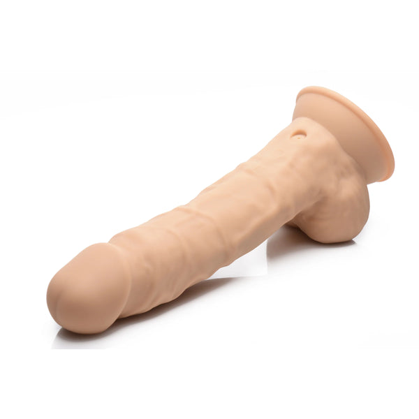 Fleshstixxx Silexpan 8" Rechargeable Hypoallergenic Silicone Vibrating Dildo - Light