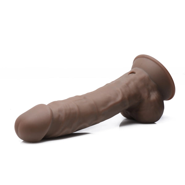 Fleshstixxx Silexpan 8" Rechargeable Hypoallergenic Silicone Vibrating Dildo - Dark