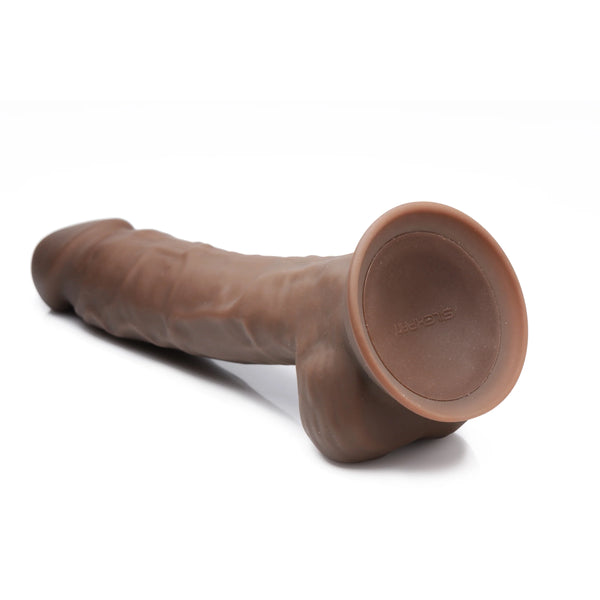 Fleshstixxx Silexpan 8" Rechargeable Hypoallergenic Silicone Vibrating Dildo - Dark