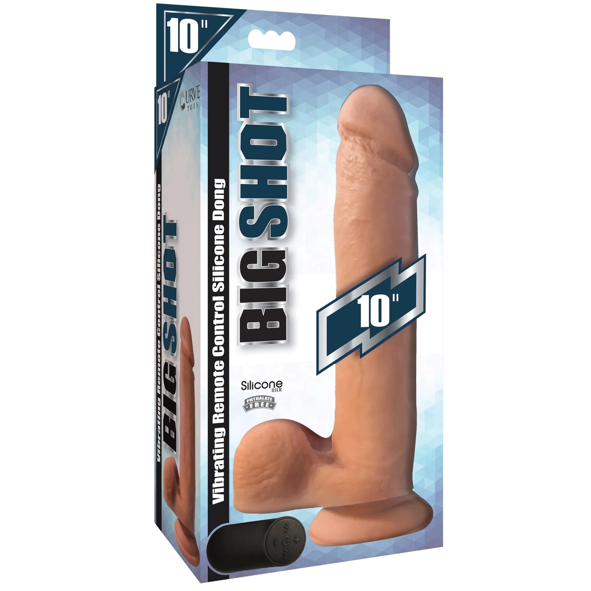 Big Shot 10" Vibrating Remote Control Silicone Dildo with Balls