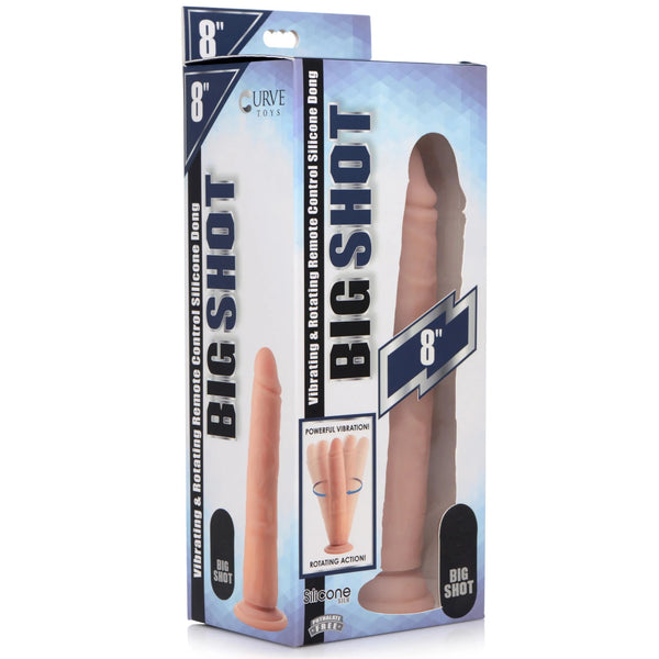 Big Shot 8" Vibrating & Rotating Remote Control Silicone Dildo