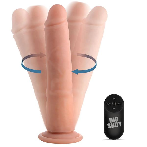 Big Shot 8" Vibrating & Rotating Remote Control Silicone Dildo