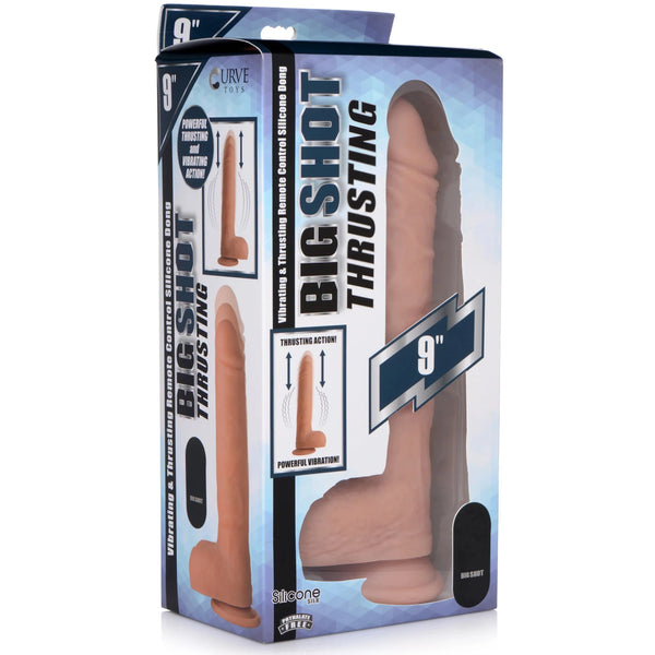 Big Shot 9" Thrusting & Vibrating Remote Control Silicone Dildo