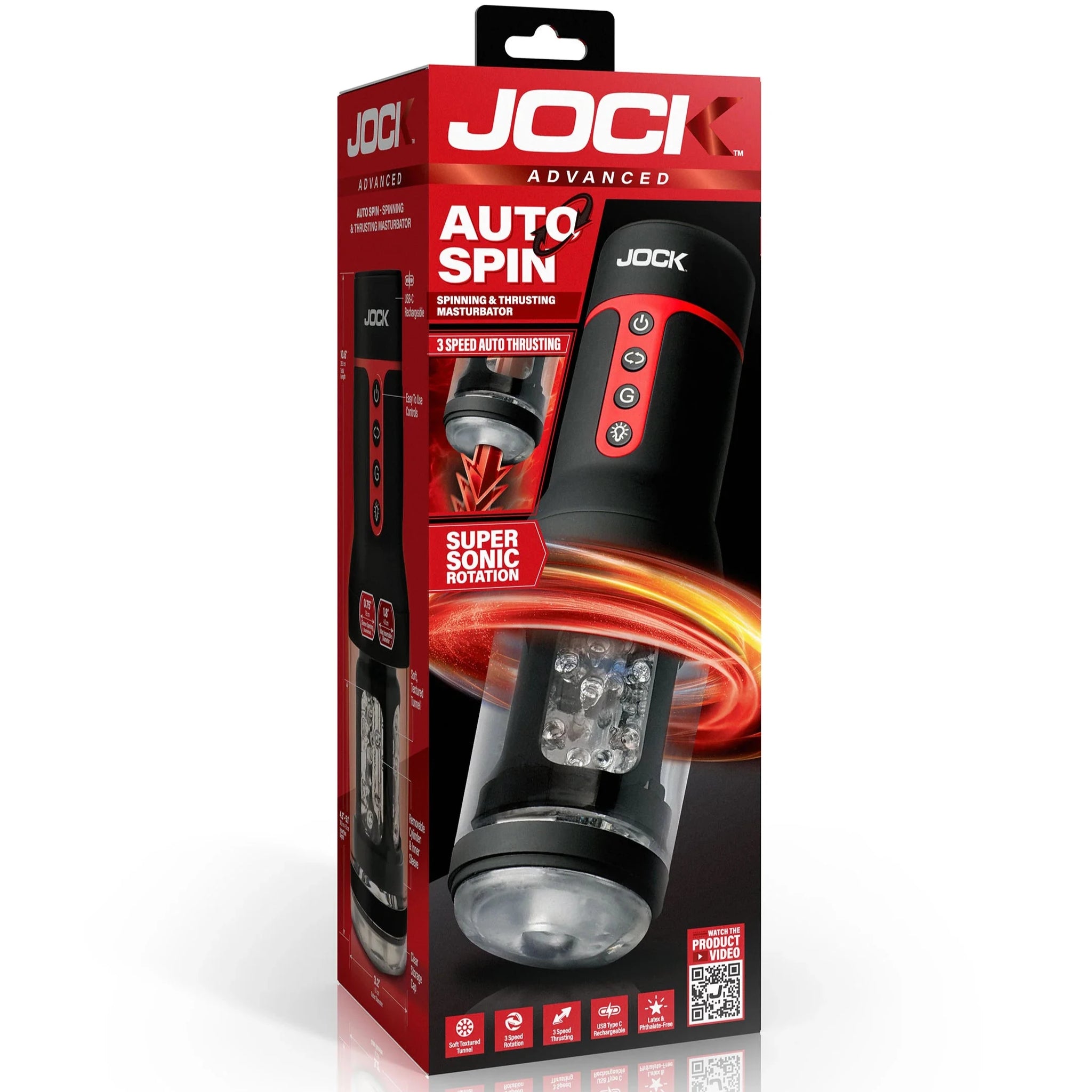 Jock Advanced Auto Spin Rechargeable Spinning & Thrusting Masturbator ...