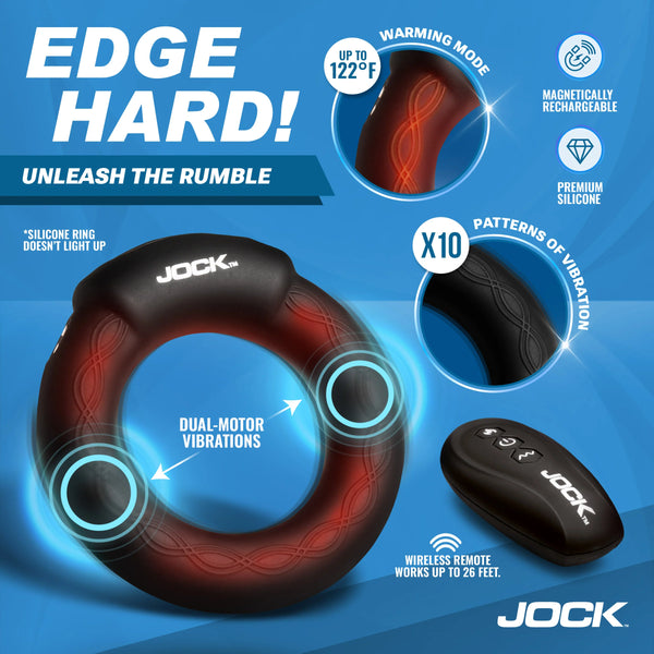 Jock Enhancers Rumbler Remote Controlled Vibrating & Warming Rechargeable C-Ring - 1.8"