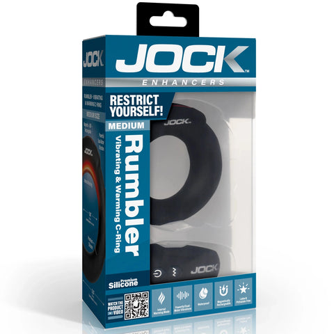 Jock Enhancers Rumbler Remote Controlled Vibrating & Warming Rechargeable C-Ring - 1.8"