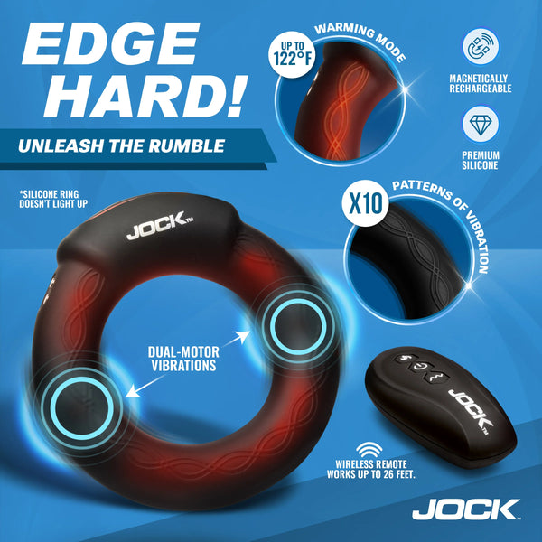 Jock Enhancers Rumbler Remote Controlled Vibrating & Warming Rechargeable C-Ring - 2"