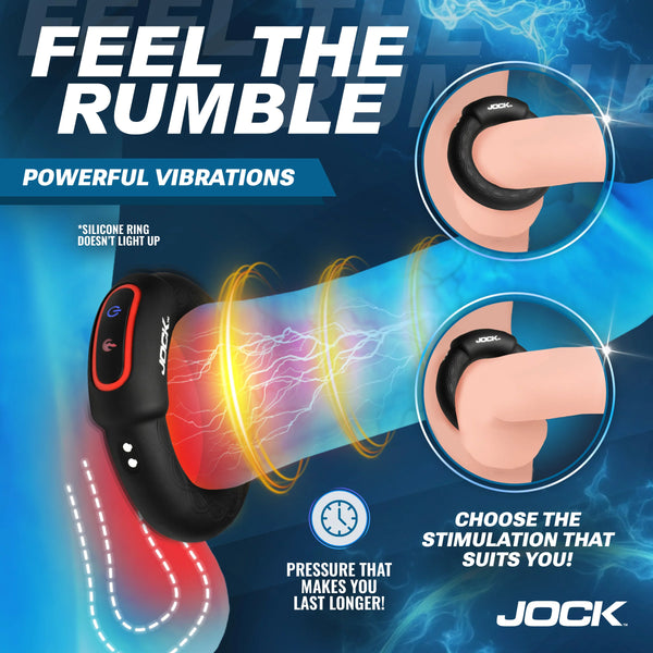 Jock Enhancers Rumbler Remote Controlled Vibrating & Warming Rechargeable C-Ring - 2"