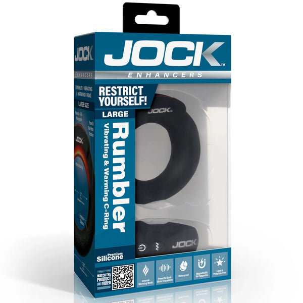 Jock Enhancers Rumbler Remote Controlled Vibrating & Warming Rechargeable C-Ring - 2"