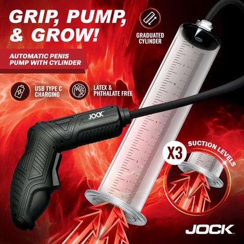 Jock Advanced Power Pumper Automatic Rechargeable Penis Pump with Cylinder