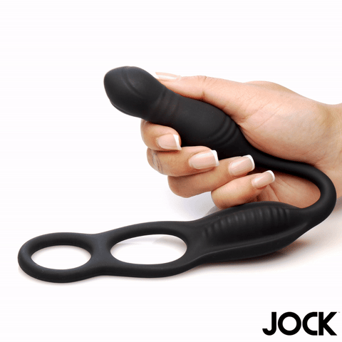 Jock Enhancers Hyper Thrusting & Vibrating Rechargeable Remote Controlled Anal Plug with C-Ring