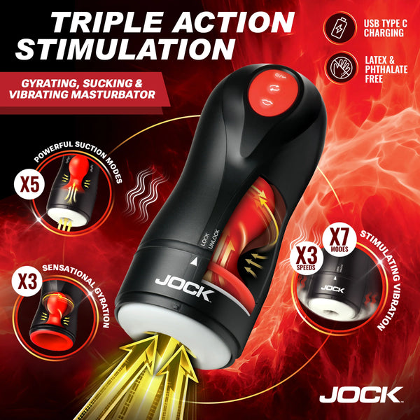 Jock Advanced Gyroblast Rechargeable Gyrating, Sucking, & Vibrating Masturbator