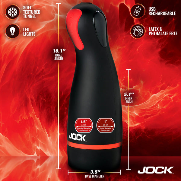 Jock Advanced Blaze Vibrating, Sucking & Warming Rechargeable Masturbator
