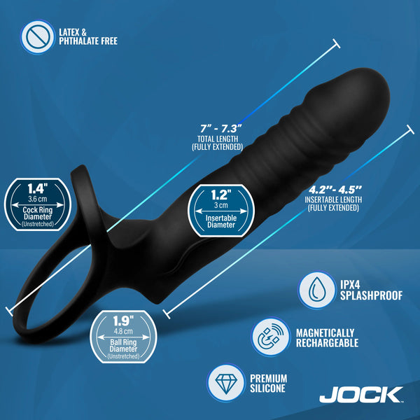 Jock Enhancers Double Thrust Thrusting & Vibrating Double Penetration C-Ring with Remote