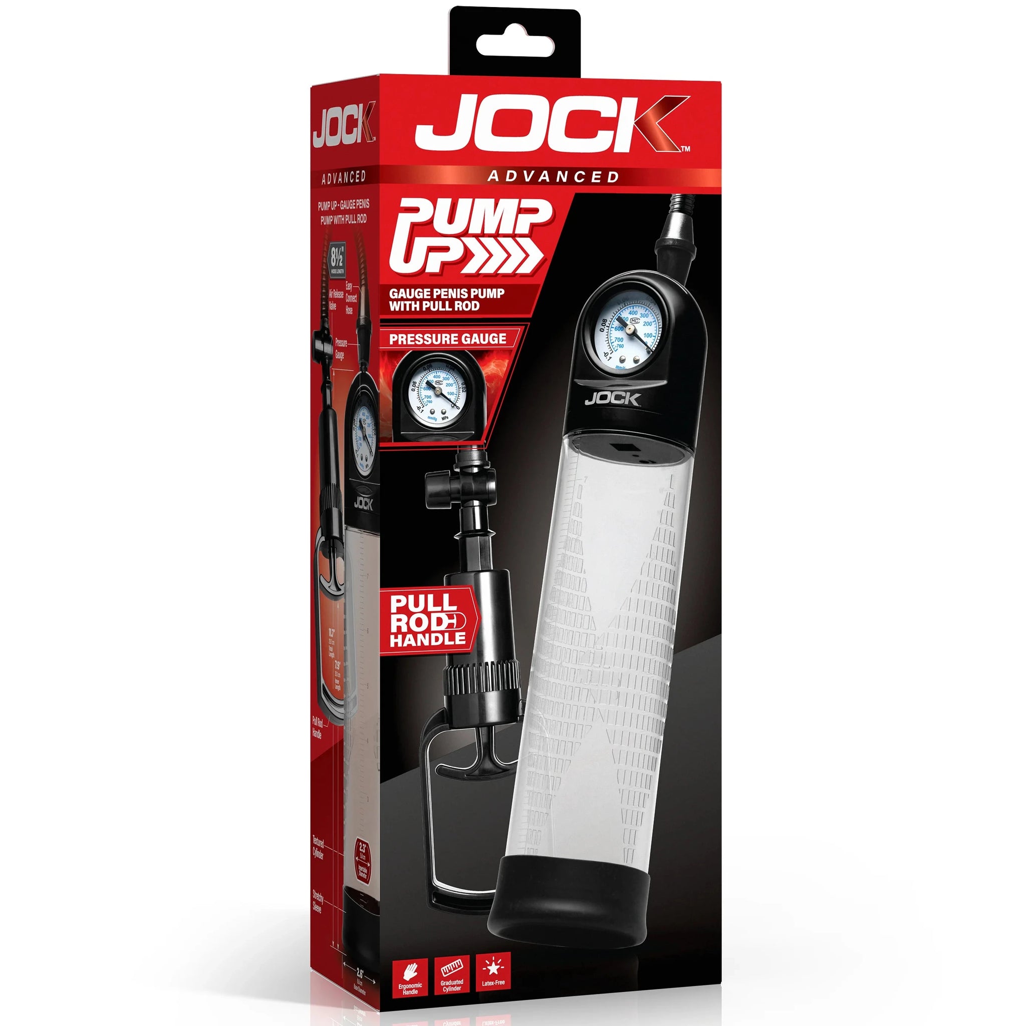 Jock Advanced Pump Up Gauge Penis Pump with Pull Handle