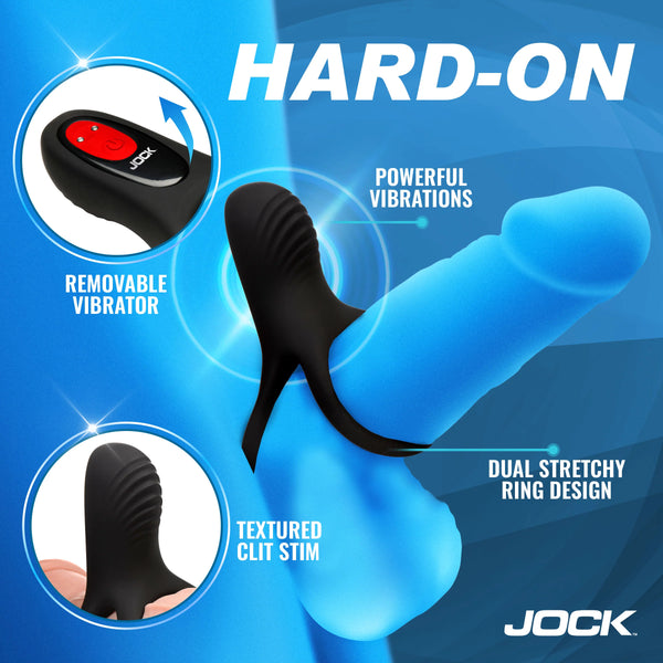 Jock Enhancers Hard-On Vibrating Silicone C-Ring with Clit Stim