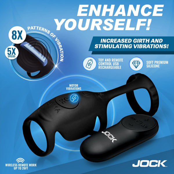 Jock Enhancers Blitz Rechargeable Vibrating Penis Sleeve C-Ring with Remote