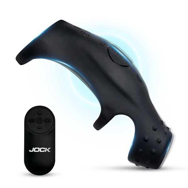 Jock Enhancers Rush Rechargeable Vibrating Penis Sleeve C-Ring with Remote