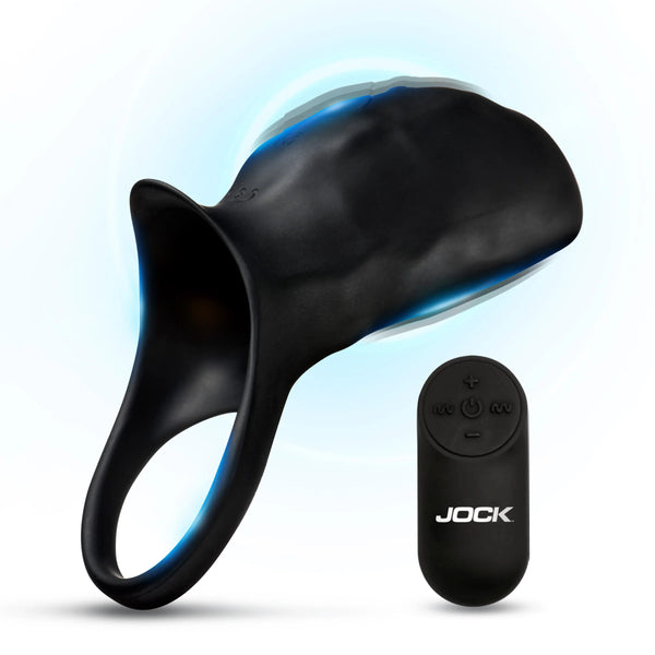 Jock Enhancers Surge Rechargeable Vibrating Penis Sleeve C-Ring with Remote