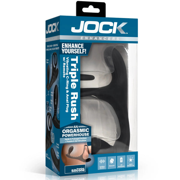 Jock Enhancers Triple Rush Vibrating C-Ring & Anal Plug with Remote
